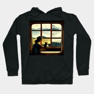 All you need is a cat as you stare out the window Hoodie